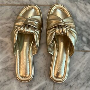 J. Crew Gold Knotted Leather Sandals